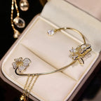 Elegant Statement Earrings with Butterfly Design and Shimmering Zirconia