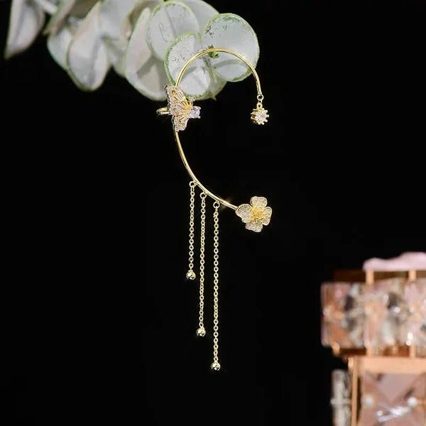 Elegant Statement Earrings with Butterfly Design and Shimmering Zirconia