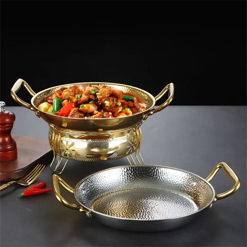 Hammered stainless steel pot for frying, sauces & versatile cooking