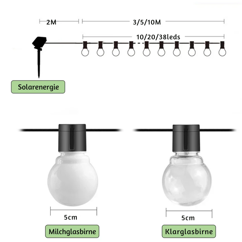 Waterproof Outdoor String Lights - Solar Garden Lighting for Balcony & Terrace