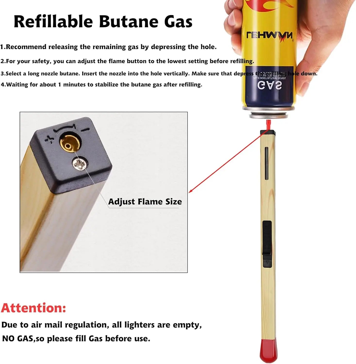 Stylish Refillable Butane Lighter in Matchstick Design