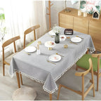 Striped Tassel Tablecloth, Microfiber Blend with Multiple Sizes