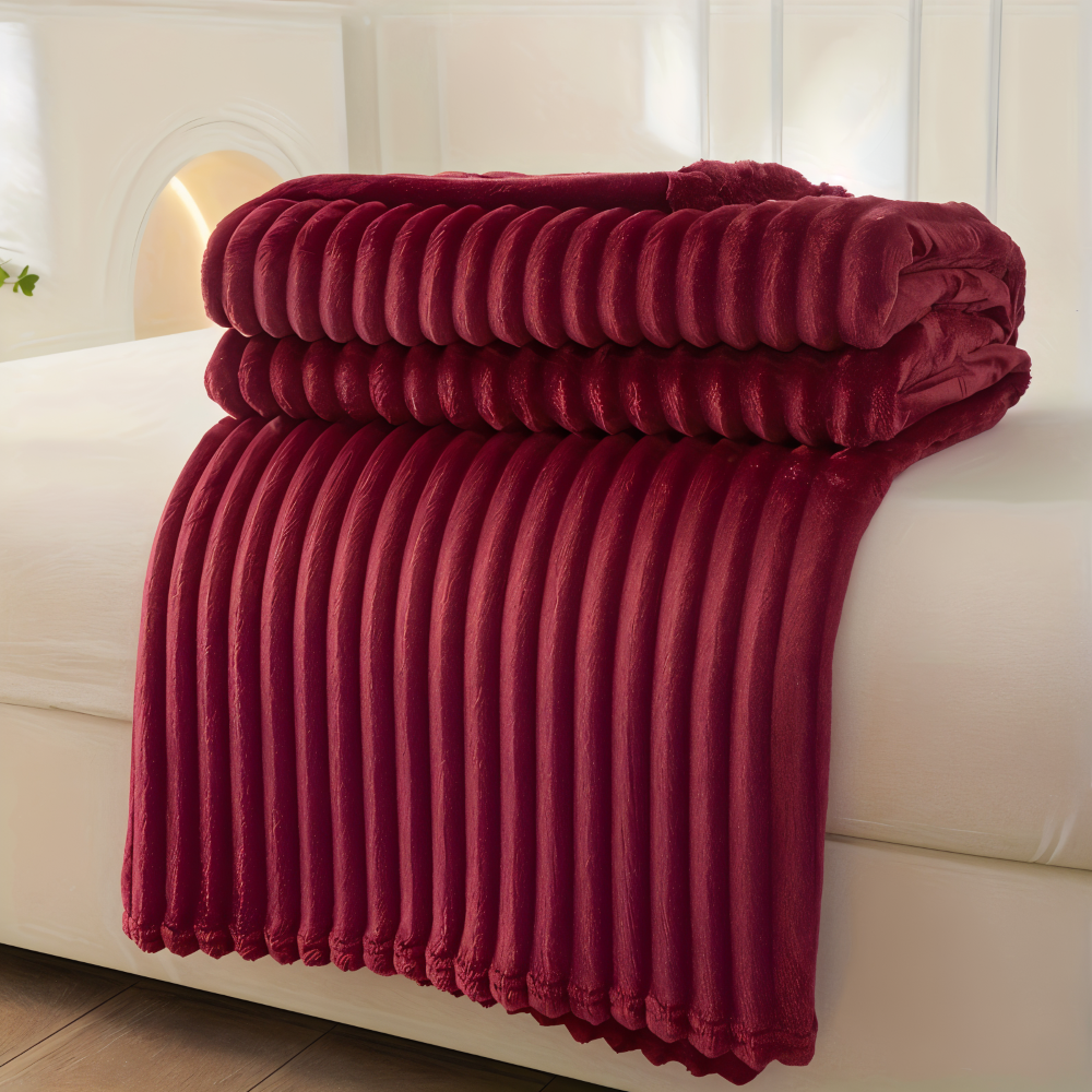 CosyLoom Plaid | Soft Ribbed Fleece Blanket | Breathable & Fluffy | For All Seasons