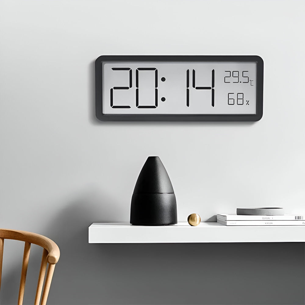 Digital LED Wall Clock with Temperature and Humidity
