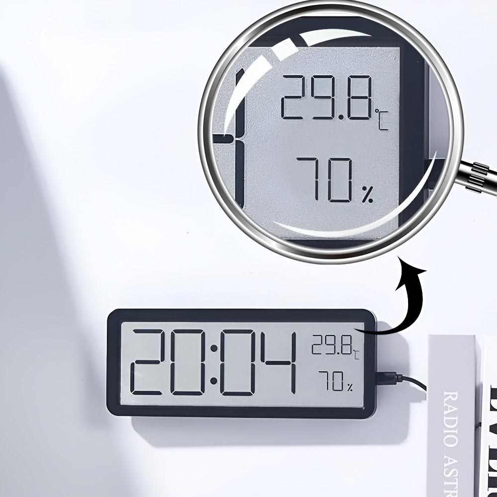 Digital LED Wall Clock with Temperature and Humidity