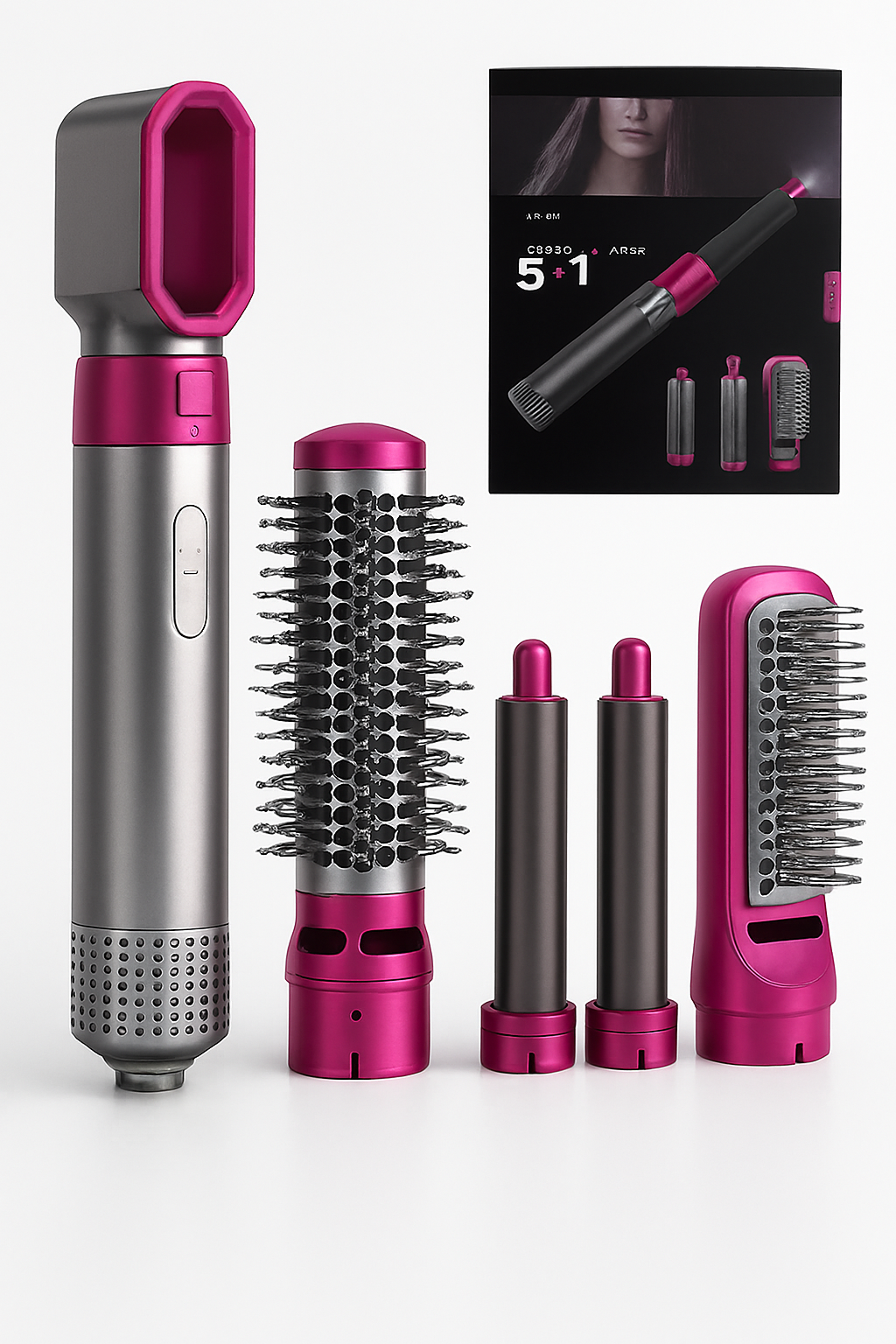5 in 1 Hair Styler with Advanced Heating Technology – Straightener, Curling Iron, Smoothing Brush, Volume Brush