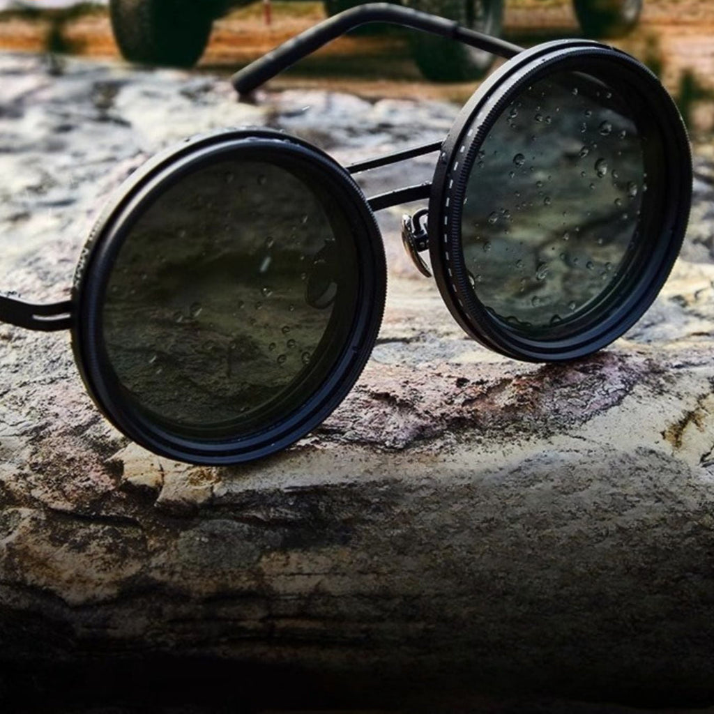 VisionRound Polarized Sunglasses – Unisex Retro Design with Adjustable Light Filter