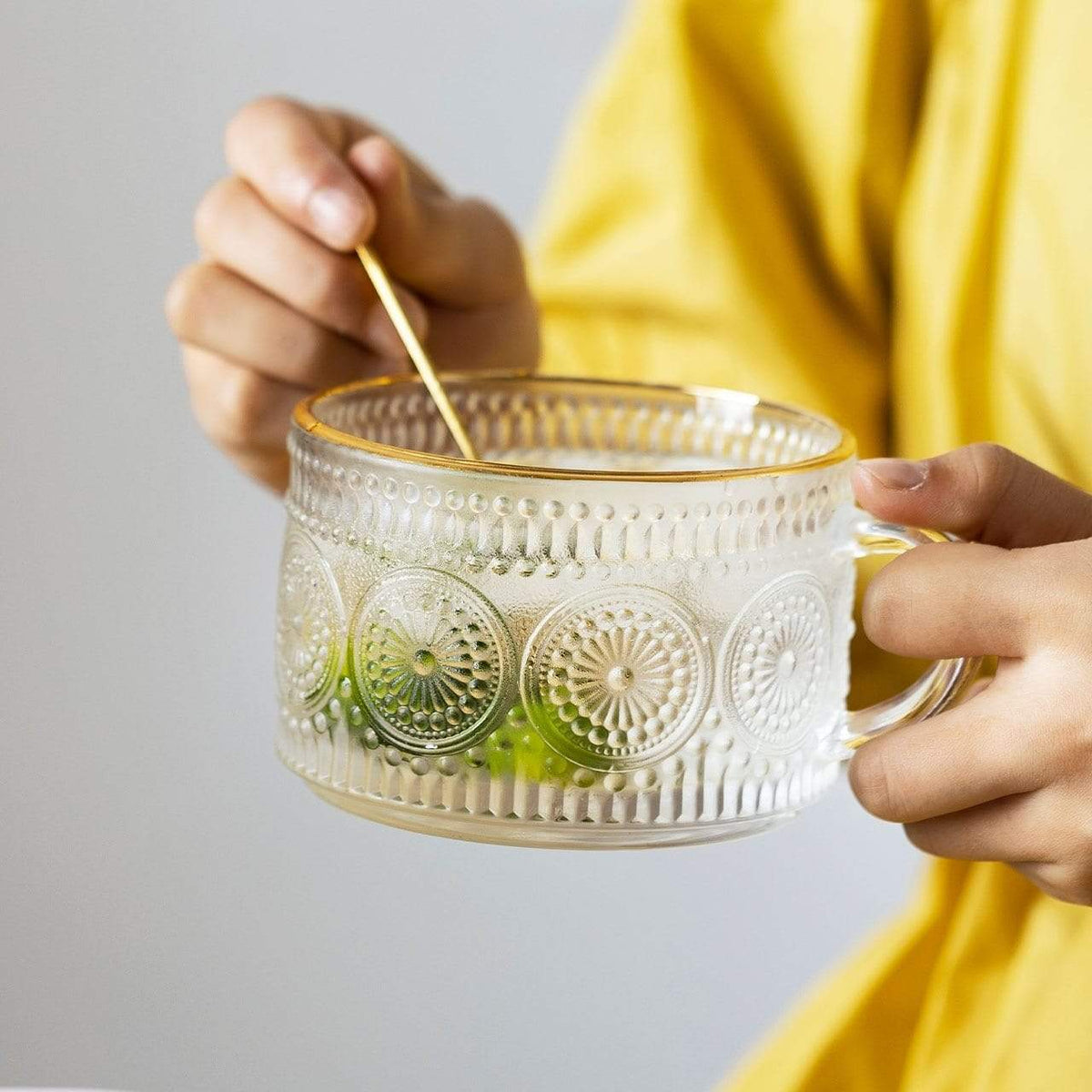 Sunflower - Golden Lines Embossed Teacup