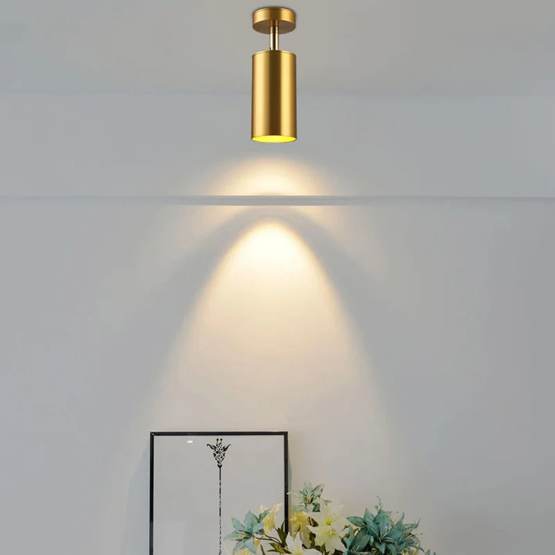 Modern swiveling LED ceiling light in gold – Adjustable lighting for living and working areas