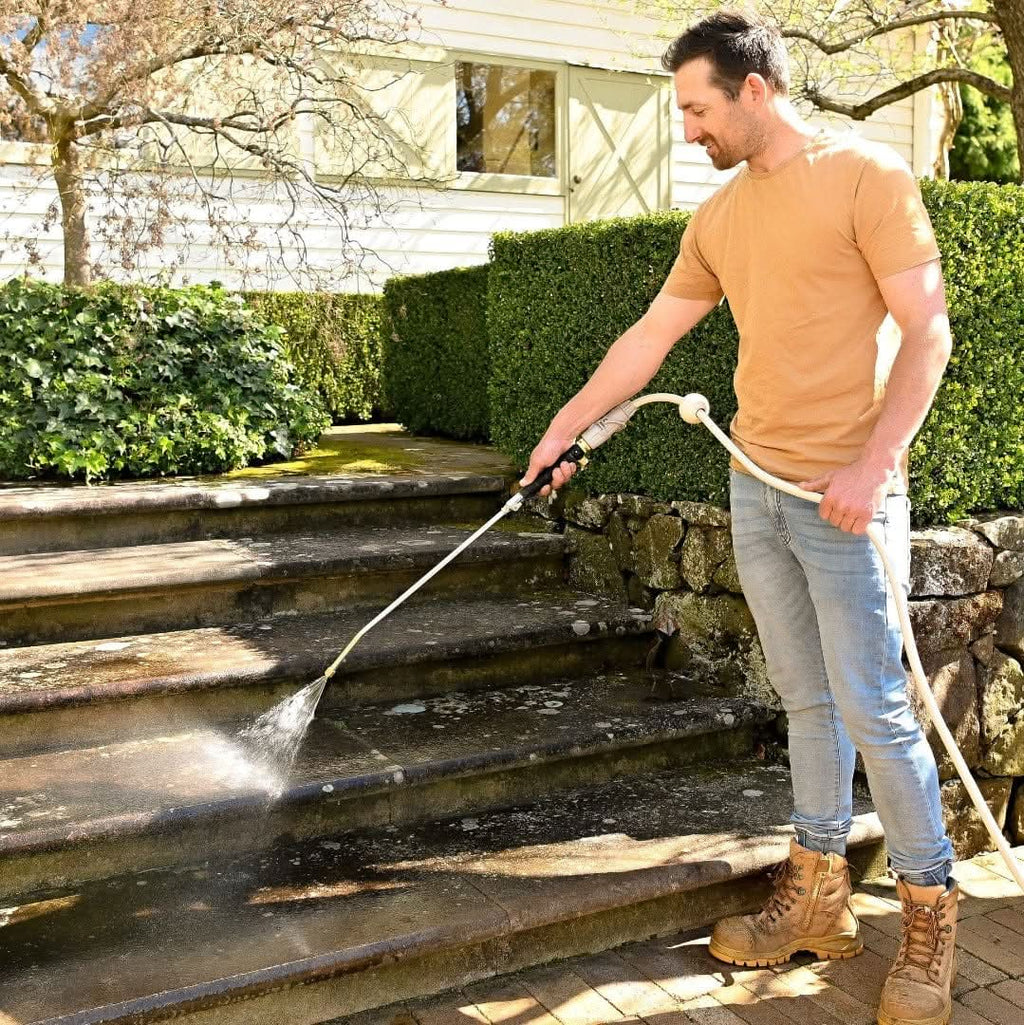 High-pressure water cleaner for versatile exterior cleaning
