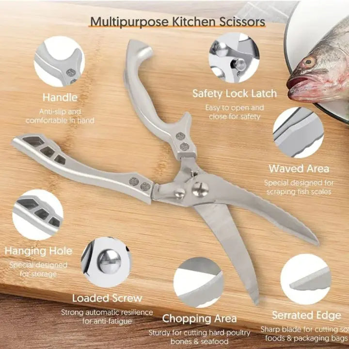 Super strong kitchen scissors – stainless steel & effortless cutting