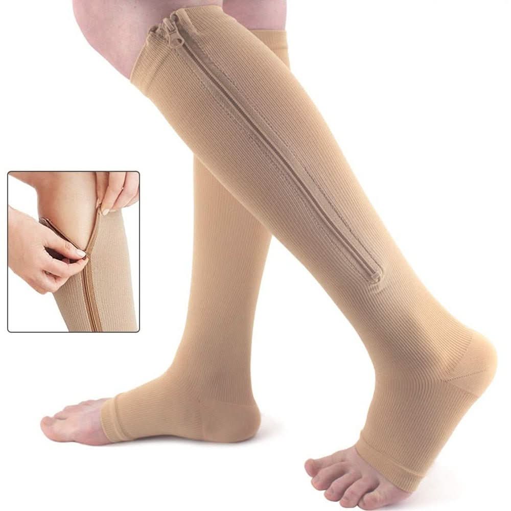 Support stockings with zipper for tired & swollen legs