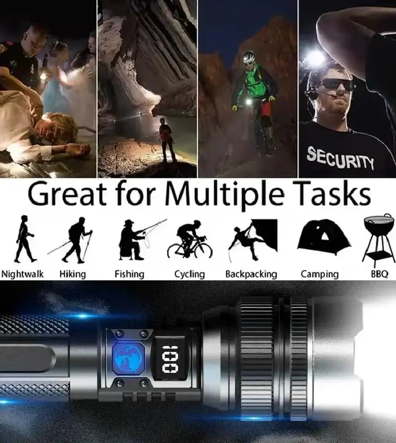 Survival LED flashlight with emergency power function – Safe through any situation