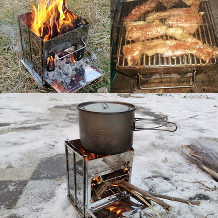 Portable Stainless Steel Folding Grill Charcoal Grill Grill Outdoor Camping Wood Stove