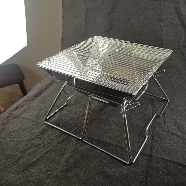 Portable Grill Camping Stainless Steel Folding Grill Wood Charcoal Grill