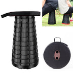 Outdoor Portable Folding Telescopic Plastic Stool Camping Fishing Garden Stool (Black)