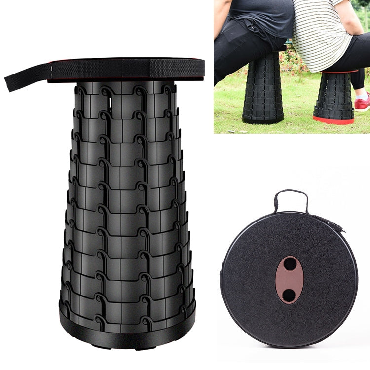 Outdoor Portable Folding Telescopic Plastic Stool Camping Fishing Garden Stool (Black)