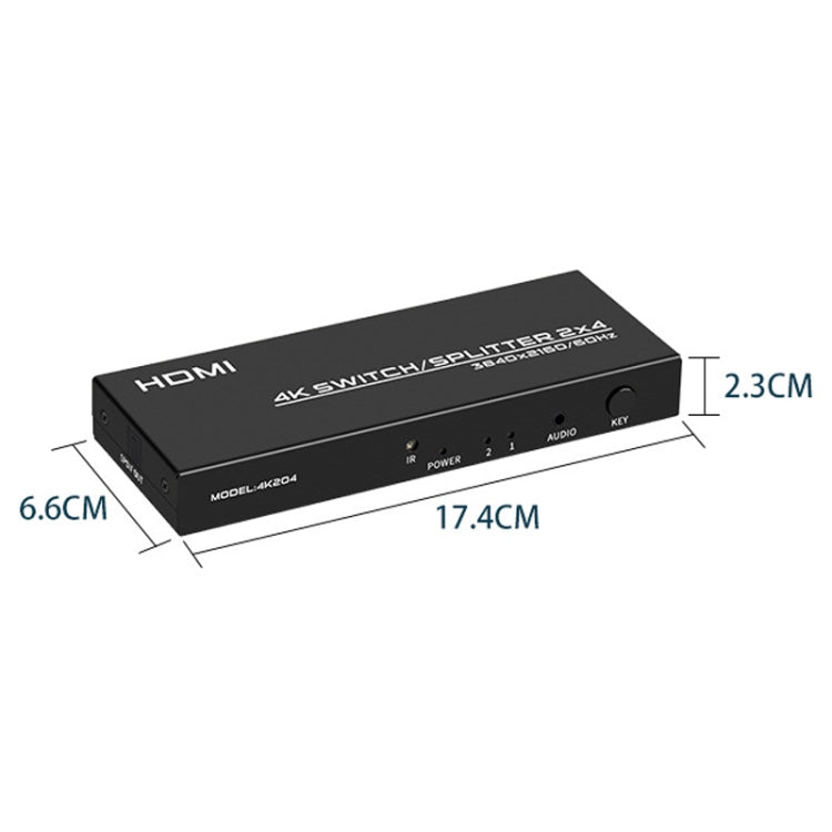 FJGEAR FJ-4K204 2 In 4 Out HD 4K Audio HDMI Switch Distributor, Plug type: EU plug