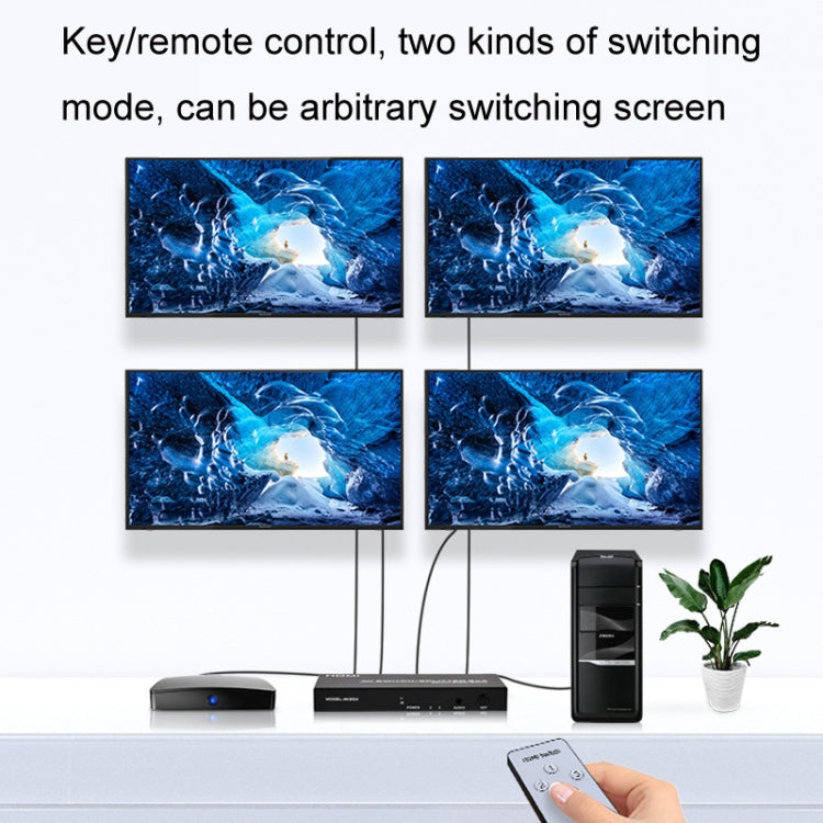 FJGEAR FJ-4K204 2 In 4 Out HD 4K Audio HDMI Switch Distributor, Plug type: EU plug