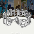 Multifunctional Stainless Steel Outdoor Survival Tool Bracelet for Men (316L Width Silver)