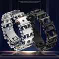 Multifunctional Stainless Steel Outdoor Survival Tool Bracelet for Men (316L Width Silver)