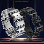 Multifunctional Stainless Steel Outdoor Survival Tool Bracelet for Men (316L Width Silver)