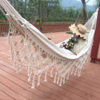 Quast Hammock Double Canvas Hammock Outdoor Indoor Photography Props, Specification: 200x150cm White