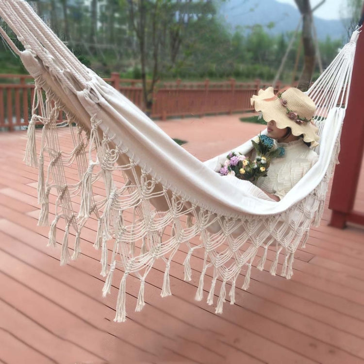 Quast Hammock Double Canvas Hammock Outdoor Indoor Photography Props, Specification: 200x150cm White