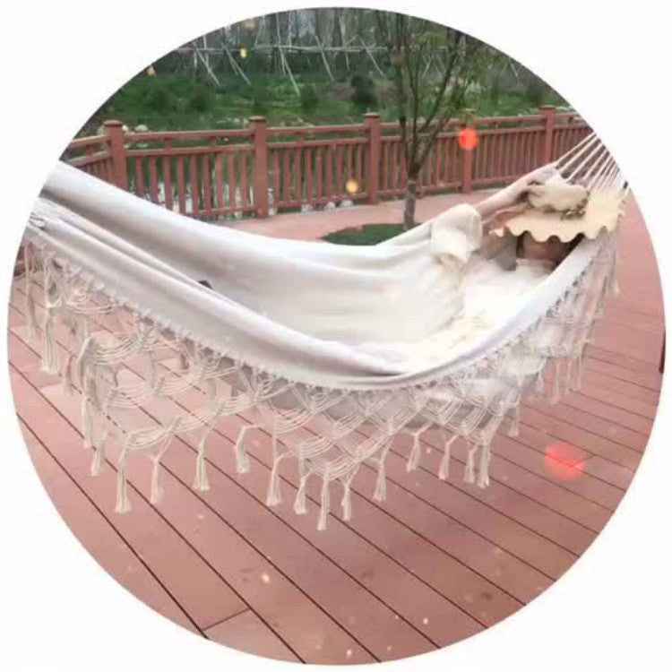 Quast Hammock Double Canvas Hammock Outdoor Indoor Photography Props, Specification: 200x150cm White