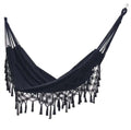 Tassel Hammock Double Canvas Hammock Outdoor Indoor Photography Props, Specification: 200x150cm Black