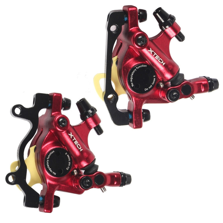 ZOOM HB100 Mountainbike Hydraulic Brake Caliper Folding Bike Cable Pull Hydraulic Disc Brake Caliper, Style: Front and Rear (Red)