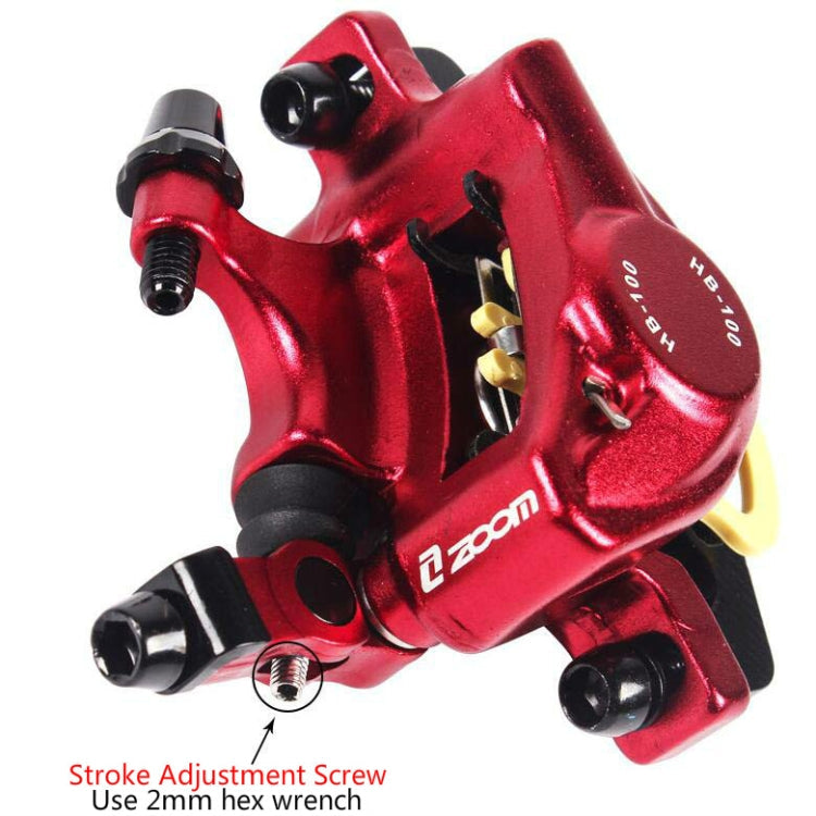 ZOOM HB100 Mountainbike Hydraulic Brake Caliper Folding Bike Cable Pull Hydraulic Disc Brake Caliper, Style: Front and Rear (Red)