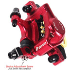ZOOM HB100 Mountainbike Hydraulic Brake Caliper Folding Bike Cable Pull Hydraulic Disc Brake Caliper, Style: Front and Rear (Red)