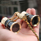 3x25mm Classic Women's Drama Observation Telescope Portable Binoculars With Chain (Black)
