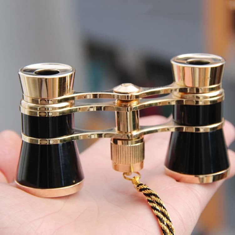 3x25mm Classic Women's Drama Observation Telescope Portable Binoculars With Chain (Black)