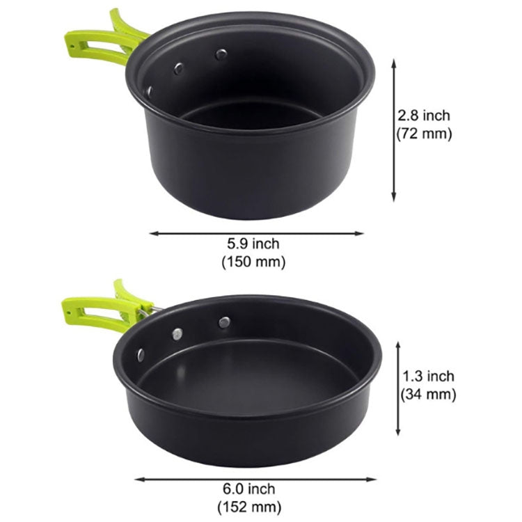 Camping dishes Outdoor cookware set (Green)