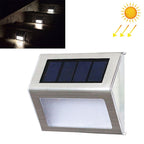 2PCS Solar Stainless Steel 3 LED Stair Wall Lamp Outdoor Garden Fence Light (White Light)