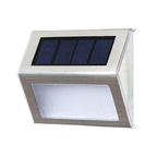 2PCS Solar Stainless Steel 3 LED Stair Wall Lamp Outdoor Garden Fence Light (White Light)