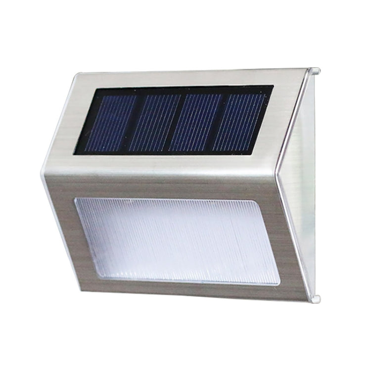 2PCS Solar Stainless Steel 3 LED Stair Wall Lamp Outdoor Garden Fence Light (White Light)