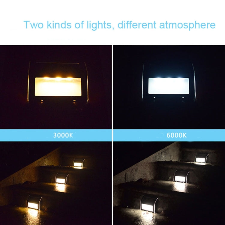 2PCS Solar Stainless Steel 3 LED Stair Wall Lamp Outdoor Garden Fence Light (White Light)
