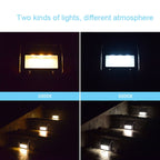 2PCS Solar Stainless Steel 3 LED Stair Wall Lamp Outdoor Garden Fence Light (White Light)