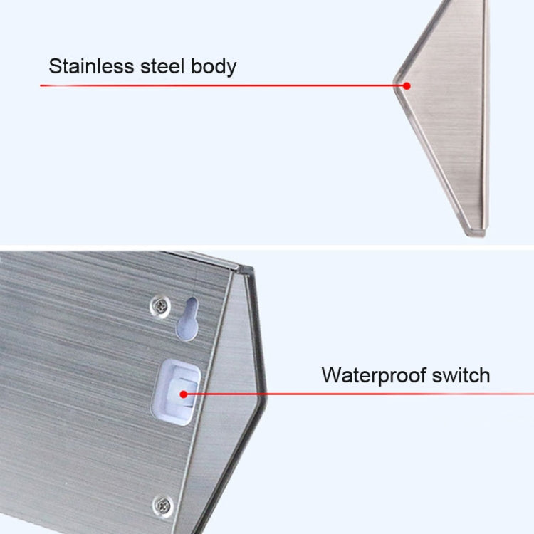 2PCS Solar Stainless Steel 3 LED Stair Wall Lamp Outdoor Garden Fence Light (White Light)