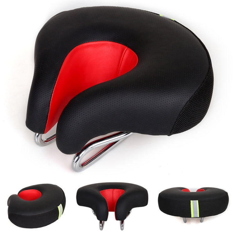 Nose-less Bicycle Saddle Mountain Bike Thick Soft Padding (Red)