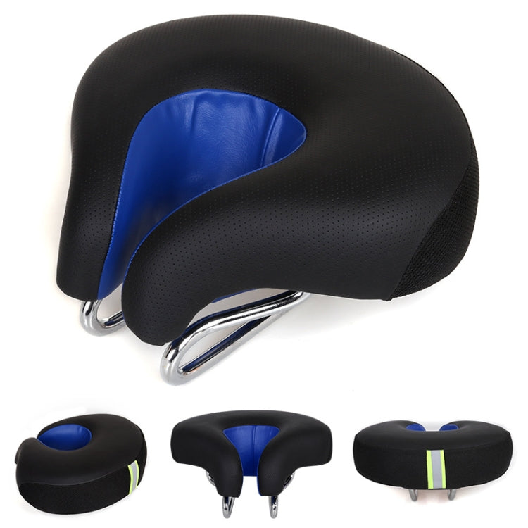 Noseless Bike Saddle Mountain Bike Thick Soft Padding (Blue)