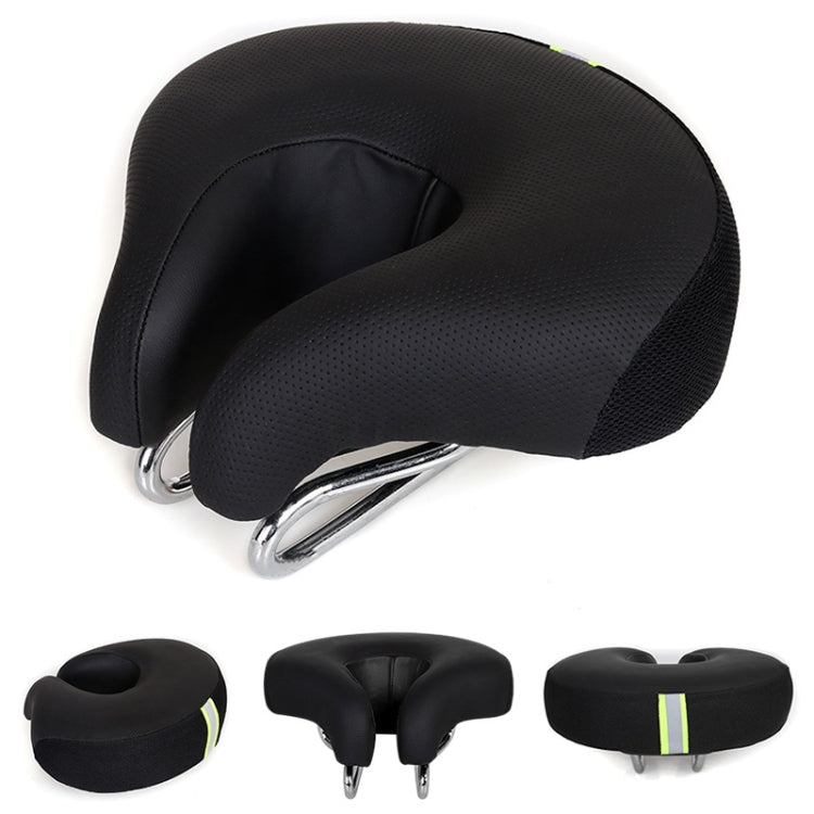 Noseless Bicycle Saddle Mountain Bike Thick Soft Padding (Black)