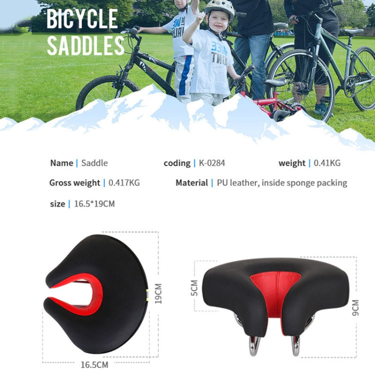 Noseless Bicycle Saddle Mountain Bike Thick Soft Padding (Black)