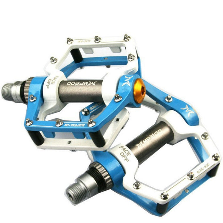 MPEDA Mountainbike Platform Pedal Ultra-Light Aluminum Alloy Non-Slip Platform Pedal, Size: 930(White Blue)