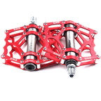 Bicycle Pedal Mountain Bike Aluminum Alloy Palin Pedal Non-Slip Bearing Pedal (901-2 Red)
