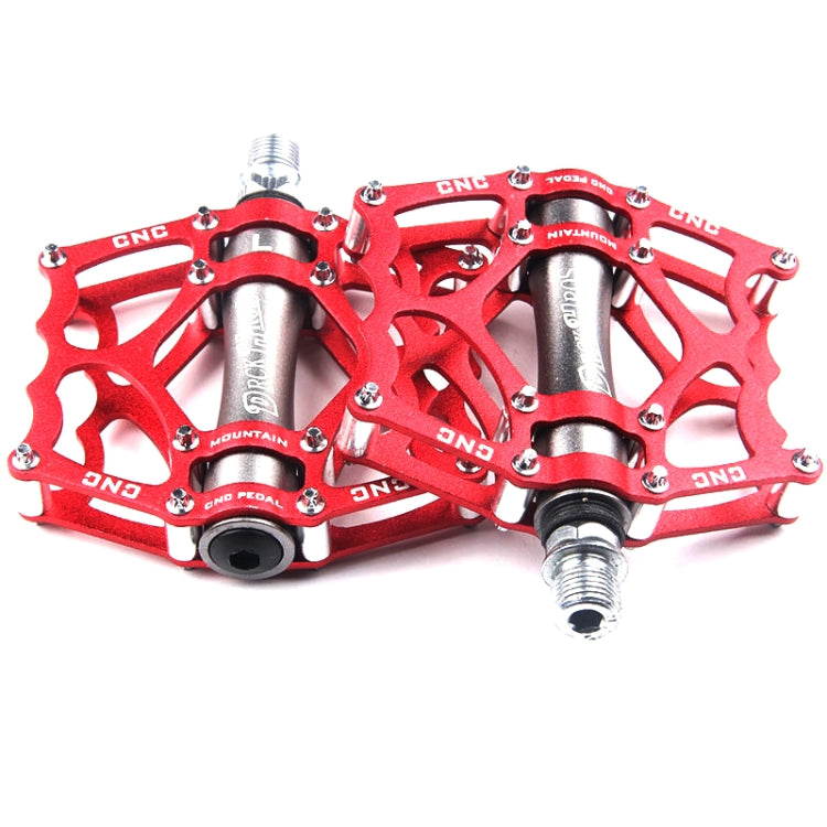 Bicycle Pedal Mountain Bike Aluminum Alloy Palin Pedal Non-Slip Bearing Pedal (901-2 Red)
