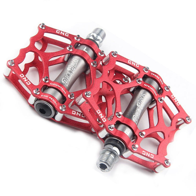 Bicycle Pedal Mountain Bike Aluminum Alloy Palin Pedal Non-Slip Bearing Pedal (901-2 Red)
